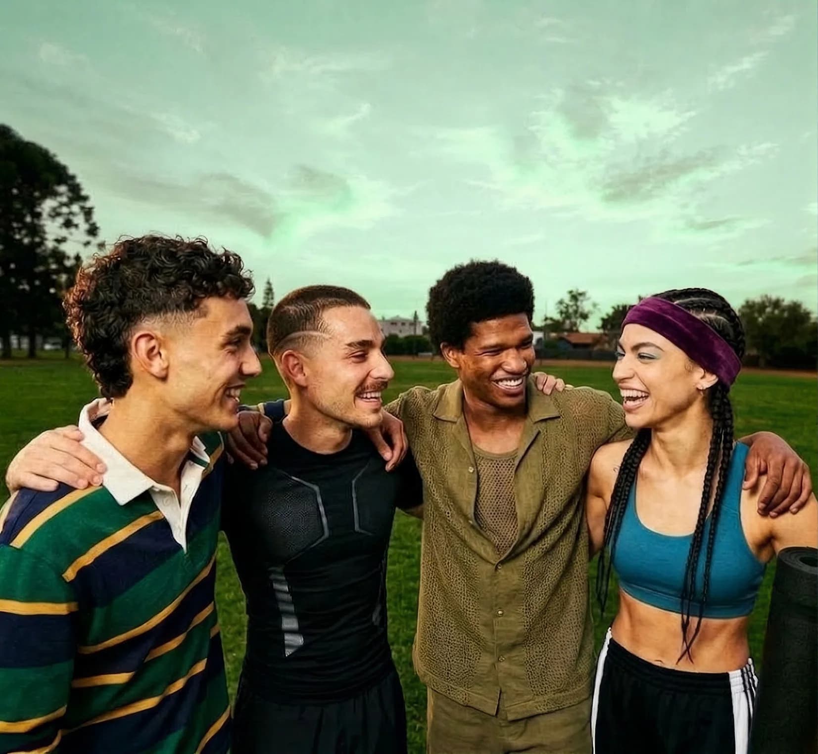Friends celebrating outdoors